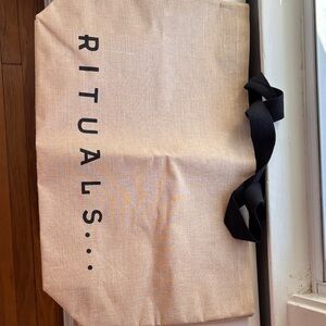 RITUALS Canvas Tote Bag in tan with Black Handles